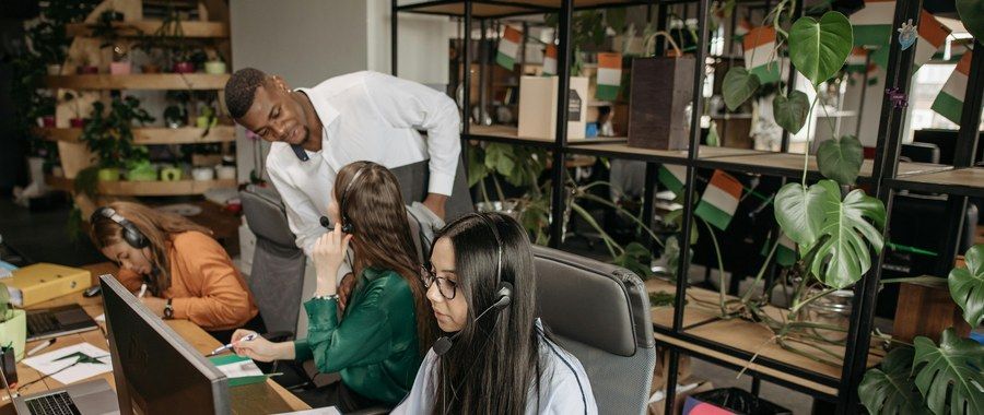 Busy web agency team